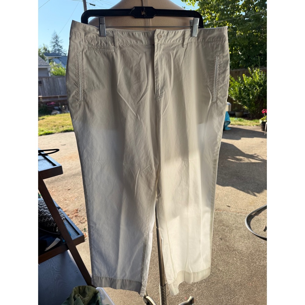 lauren ralph lauren lrl 16w white cotton chino pants cropped 27 inseam preppy